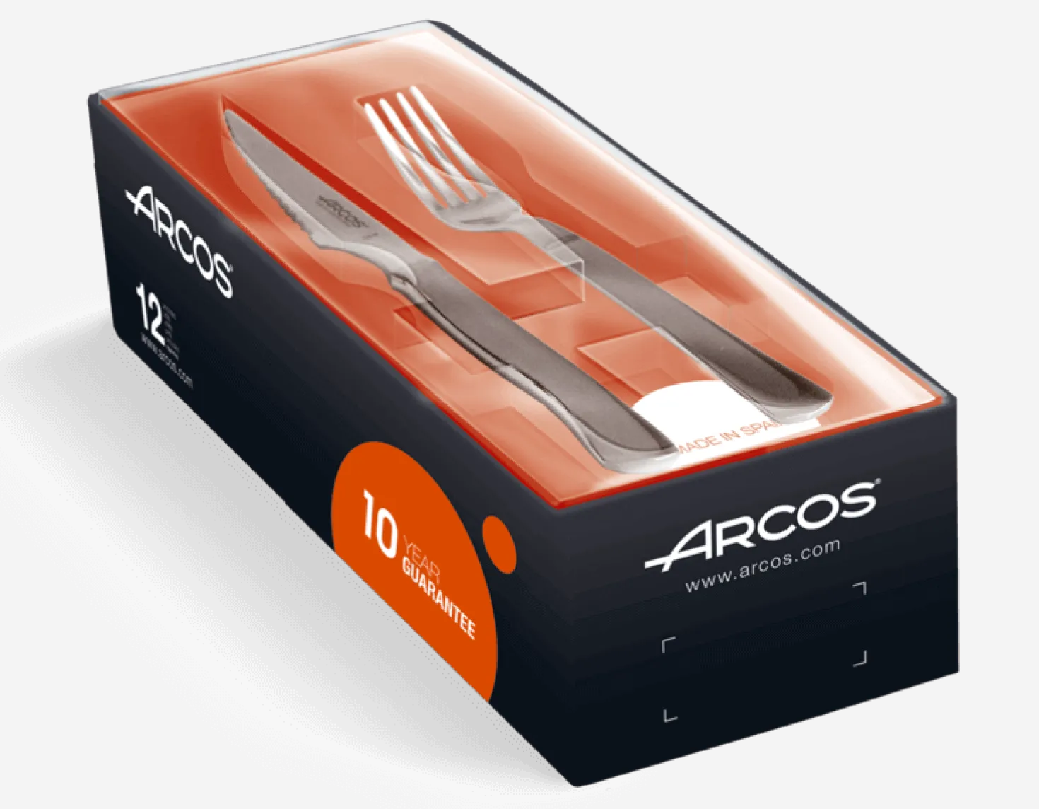 Coffret 6 couteaux + 6 fourchettes Arcos monobloc lames microdentées