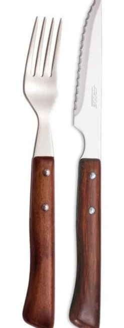 Coffret 6 couteaux + 6 fourchettes Arcos acier NITRUM manches en bois