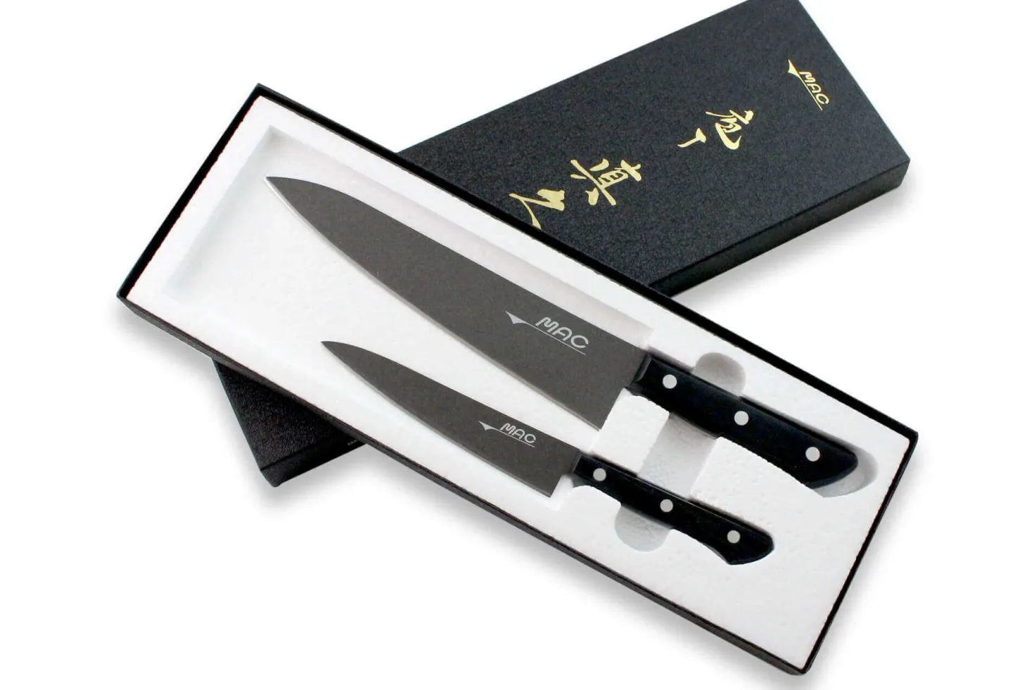 Coffret 2 couteaux japonais MAC Black Universel + Chef 21.5cm