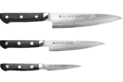 Coffret 3 couteaux japonais Satake Cutlery damas 69 couches chef + universel + office