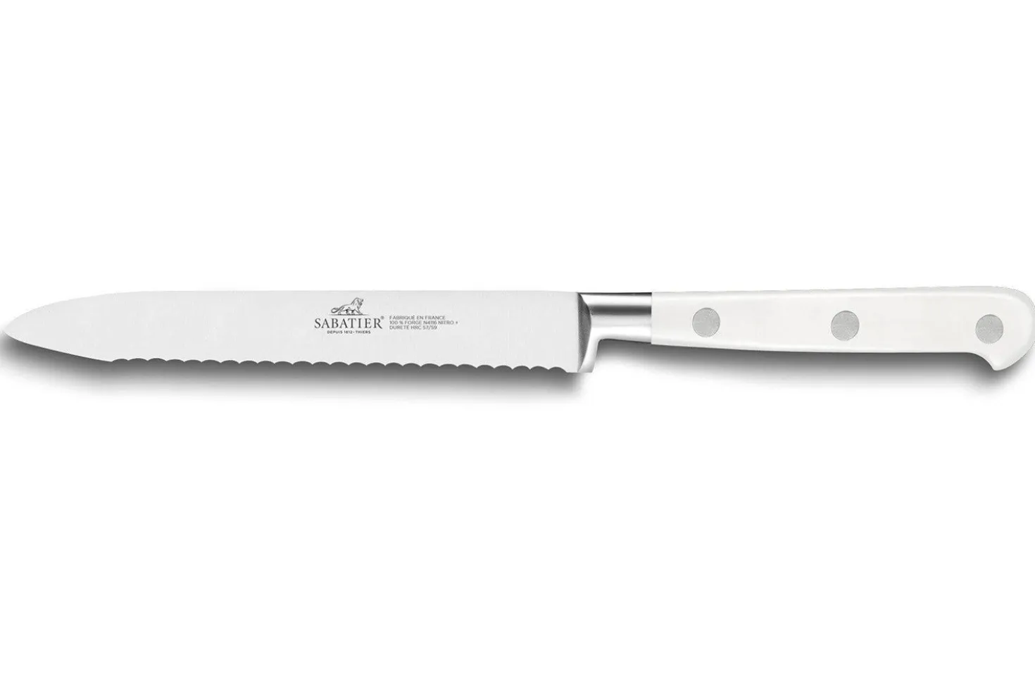 Coffret 3 couteaux Sabatier Toque blanche 100% forgé manches rivetés