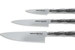 Coffret 3 couteaux Samura Bamboo tout inox AUS8 : Office + Universel + Chef