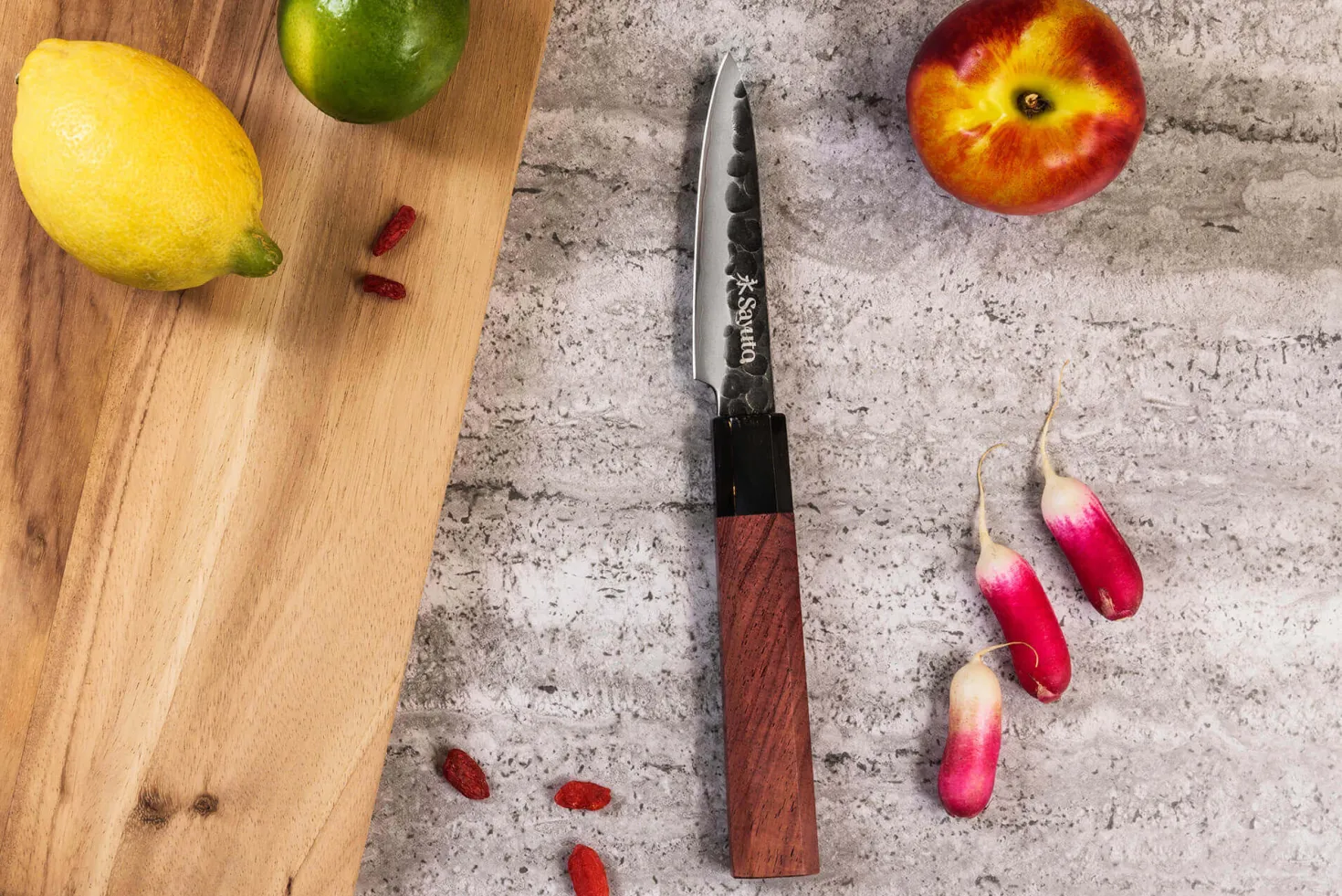Coffret 2 couteaux Sayuto Séquoia San Mai Kiritsuke + Office