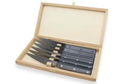 Coffret 6 couteaux à steak Au Nain Scalène 11cm micro-denté manches gris