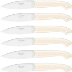 Coffret 6 couteaux à steak C. DOZORME Capucin lames lisses manches crèmes