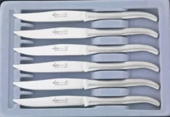 Coffret 6 couteaux table monobloc Laguiole Arbalète G.DAVID 23cm inox microdentés
