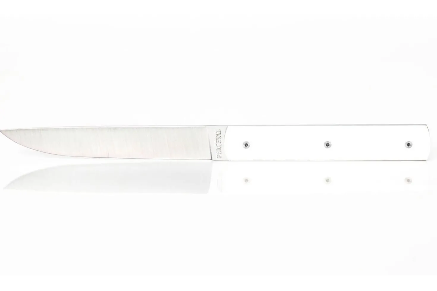 Coffret de 6 couteaux de table faits mains Perceval 888 blanc