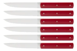 Coffret de 6 couteaux de table faits mains Perceval 888 rouge