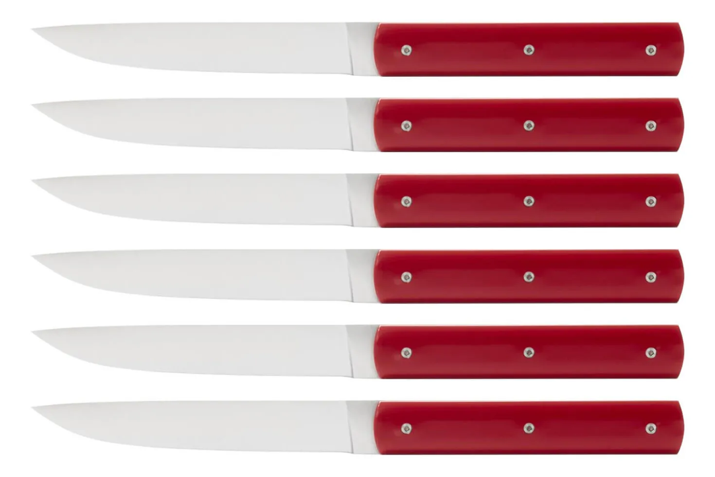 Coffret de 6 couteaux de table faits mains Perceval 888 rouge