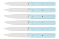 Coffret de 6 couteaux de table faits mains Perceval 9.47 bleu ciel