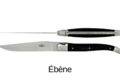 Coffret de 6 couteaux de table Forge de Laguiole 2 mitres en inox panache de bois