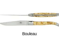 Coffret de 6 couteaux de table Forge de Laguiole 2 mitres en inox panache de bois