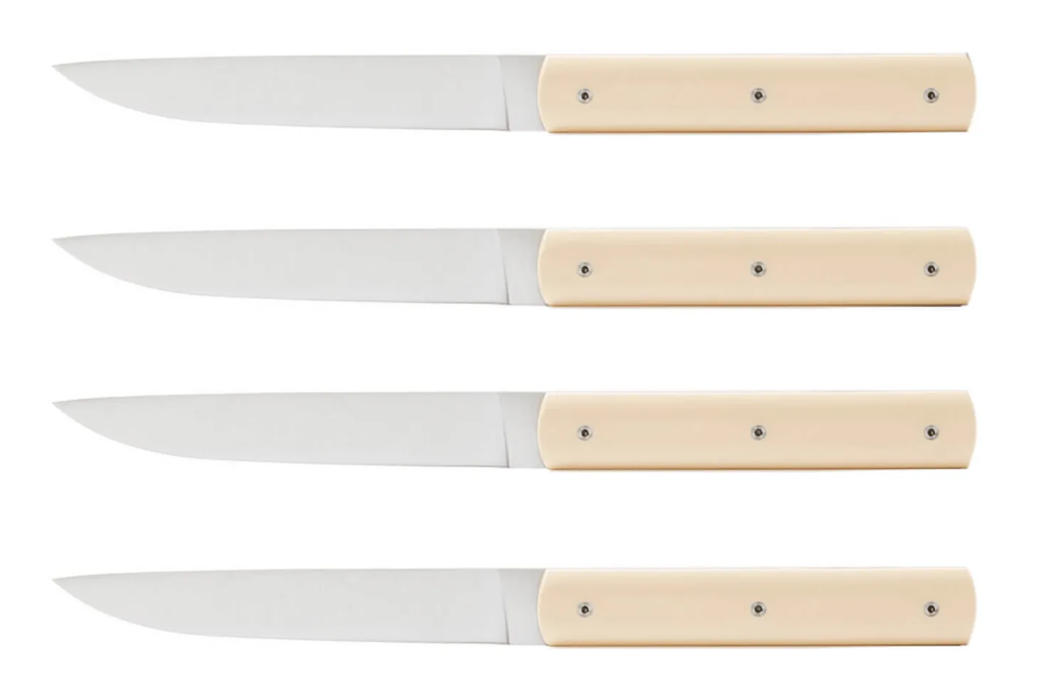 Coffret de 4 couteaux de table faits main Perceval 888 façon ivoire