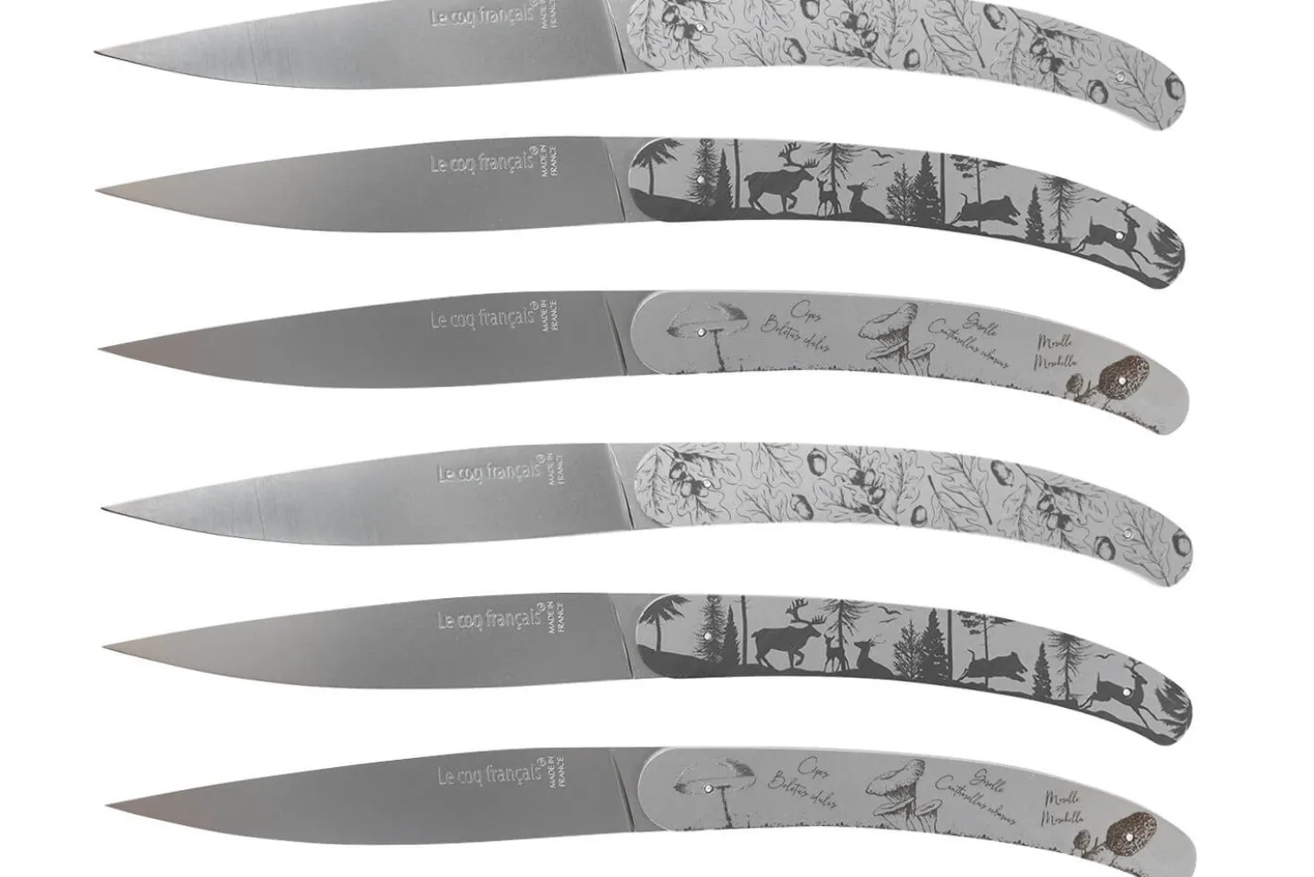 Coffret de 6 couteaux de table Le Coq Français Forêt
