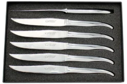 Coffret de 6 couteaux de table Laguiole Village Aéro en inox brillant