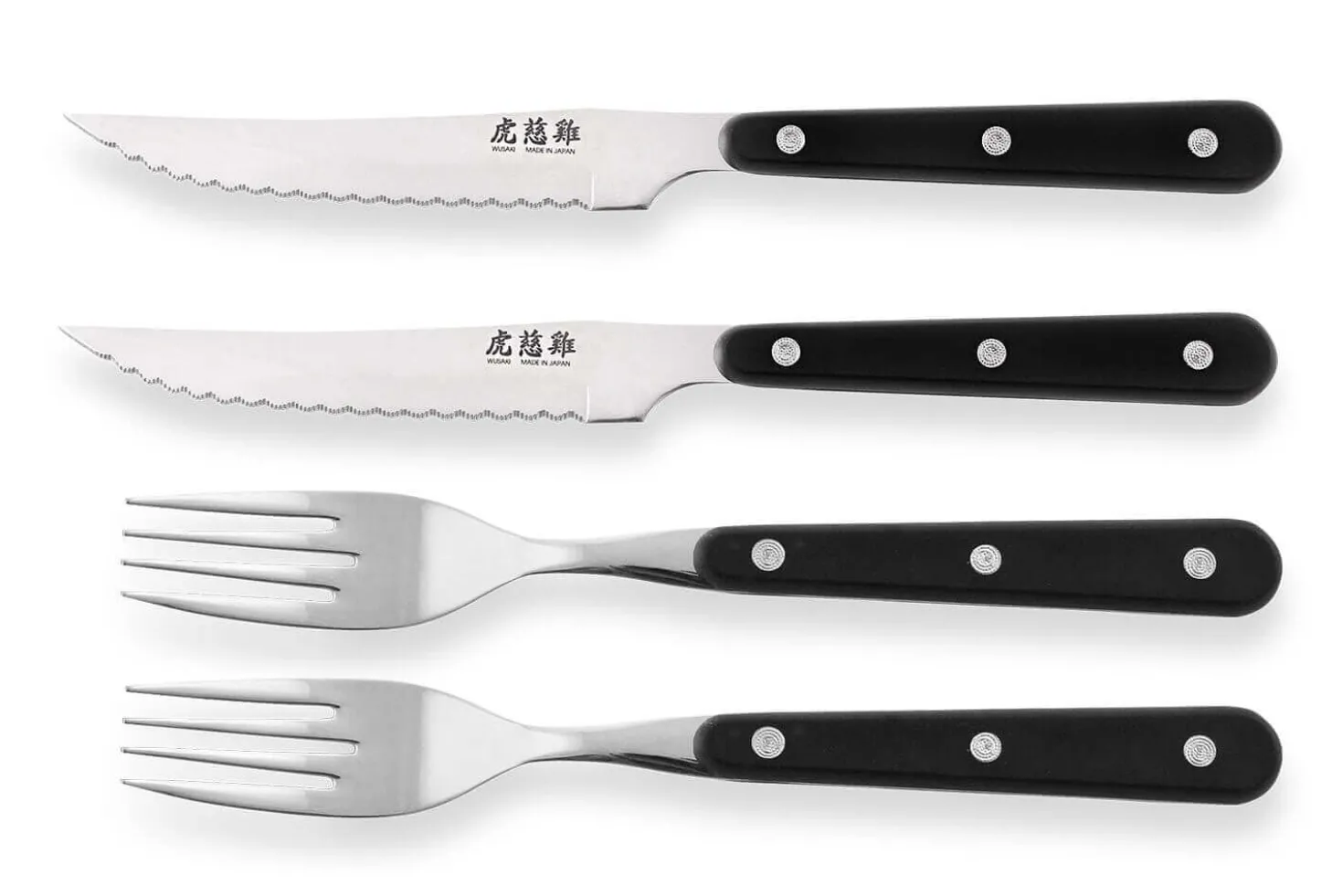 Coffret de table Wusaki 2 couteaux à steak 11cm + 2 fourchettes