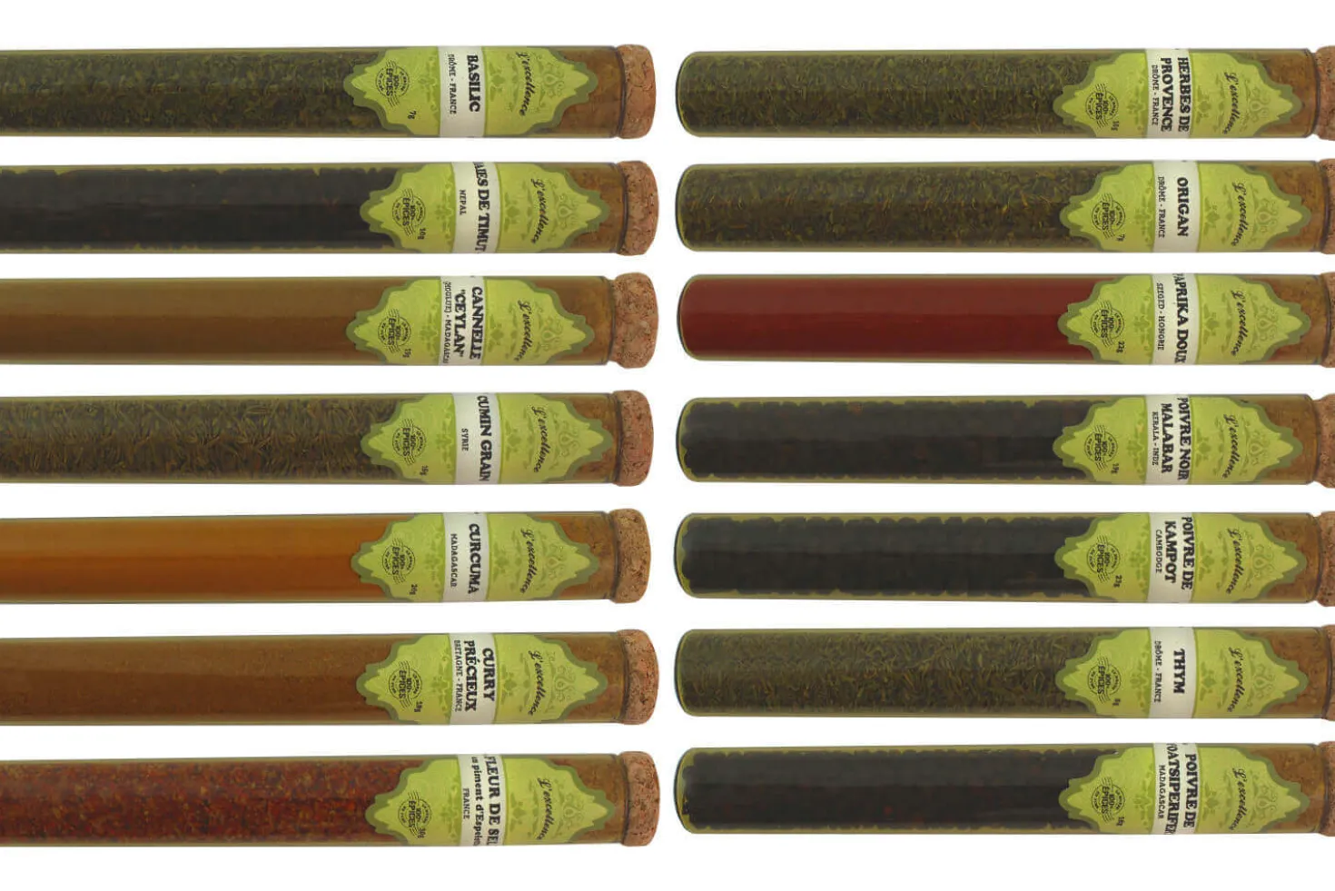Coffret d'épices Le Monde en Tube Excellence 14 tubes + cuillère-mesure