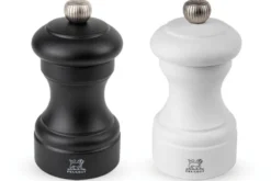 Coffret duo moulin à sel et poivre Peugeot Bistro en bois noir + blanc 10cm