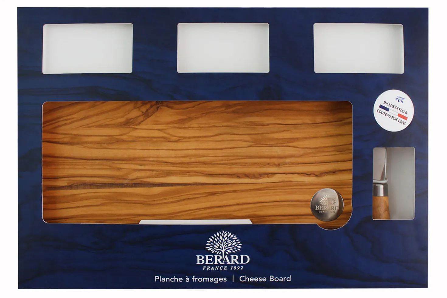Coffret plateau à fromage avec couteau Bérard Acero en olivier