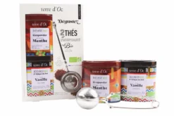 Coffret Terre d'Oc 2 thés bio en vrac : Rooibos + Menthe - 1 cuillère filtre à thé