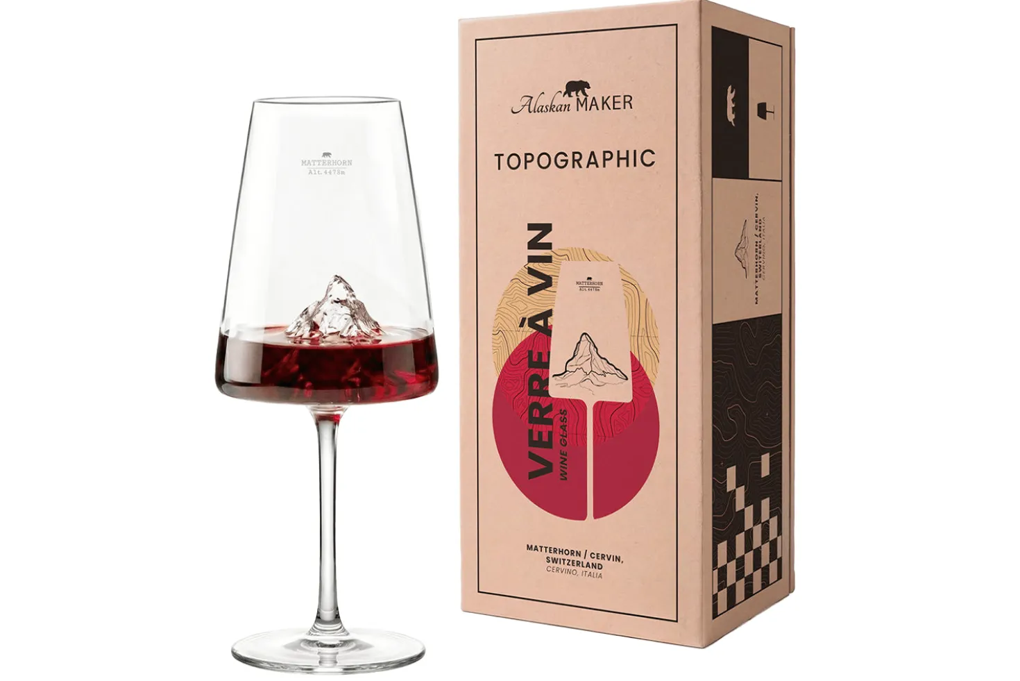 Coffret verre à vin Alaskan Maker Topographic Mont Cervin
