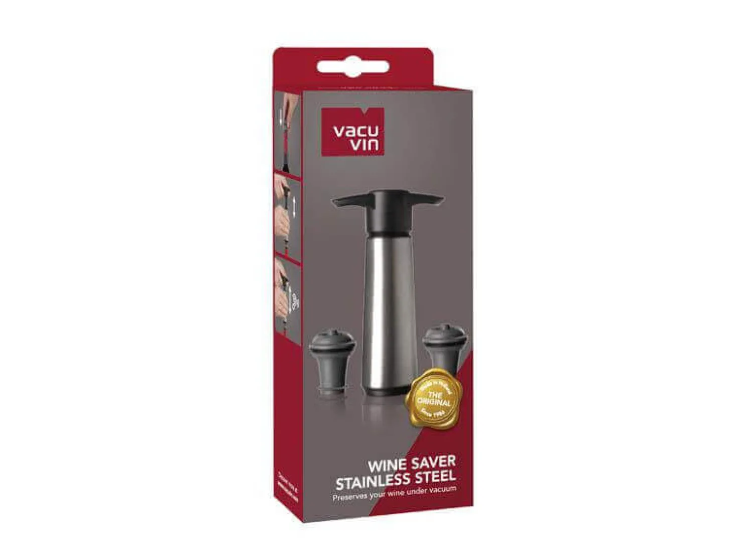 Coffret Wine Saver Vacu Vin acier 3 pièces