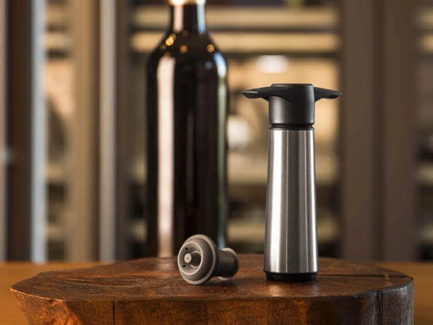 Coffret Wine Saver Vacu Vin acier 3 pièces