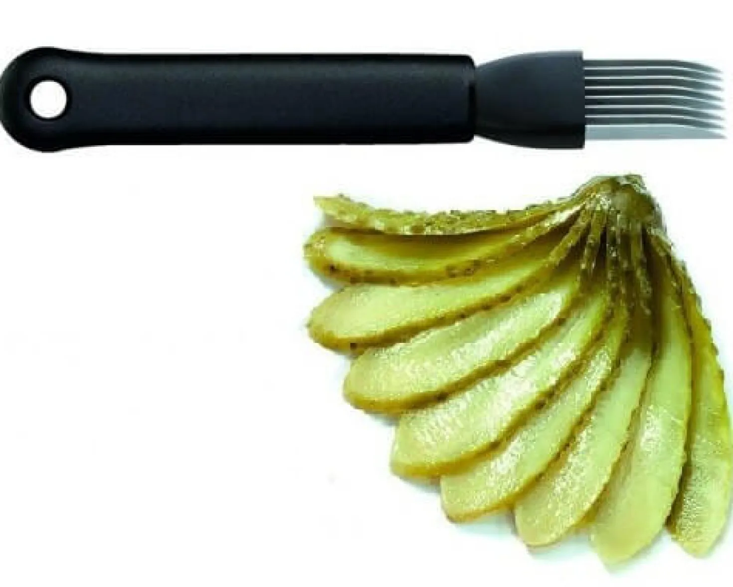 Coupe cornichons TRIANGLE 8 lames inox acérées 18 cm