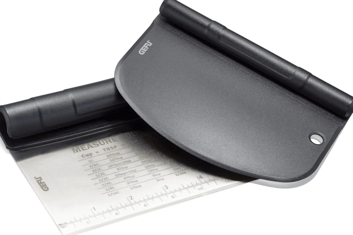 Coupe-pâte Gefu Dutto 2-en-1 en acier inox et polymère noir