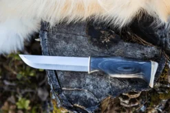 Couteau Arctic Legend Bear Knife AL880 artisanal lame 14,5cm manche en bois teinté + étui en cuir