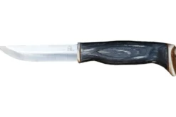 Couteau Arctic Legend Hobby Knife AL927 artisanal lame 9,5cm manche en bois teinté noir + étui en cuir