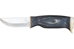 Couteau Arctic Legend Hunter's Knife AL965 artisanal lame 9cm manche en bois teinté noir + étui en cuir
