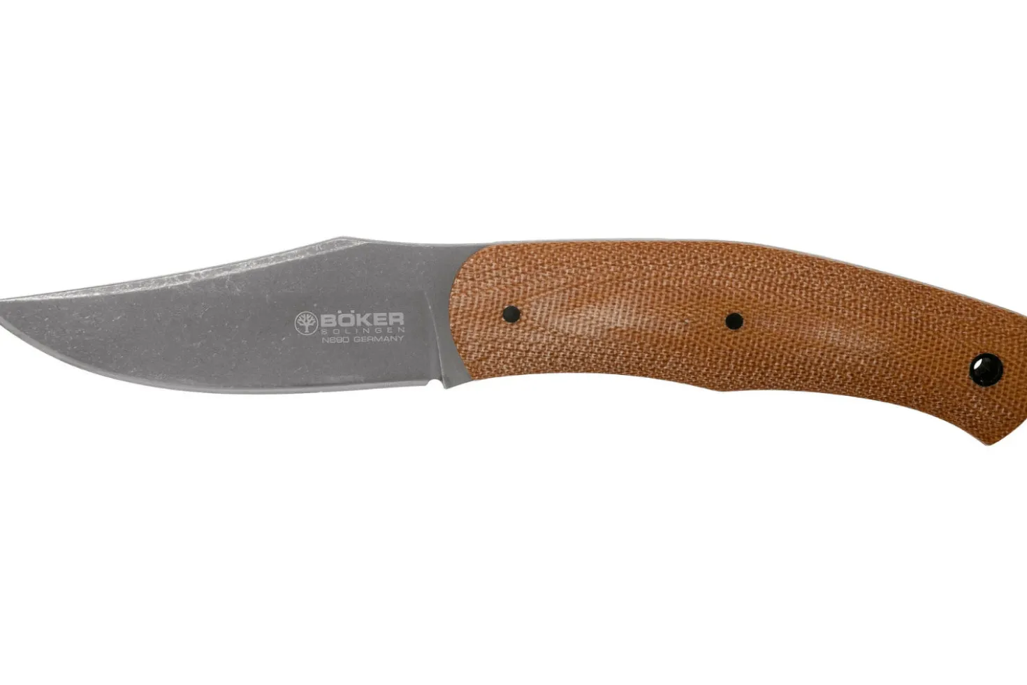 Couteau Böker Boxer Fixed 120503 lame en acier 8,4cm manche en micarta marron + étui en cuir