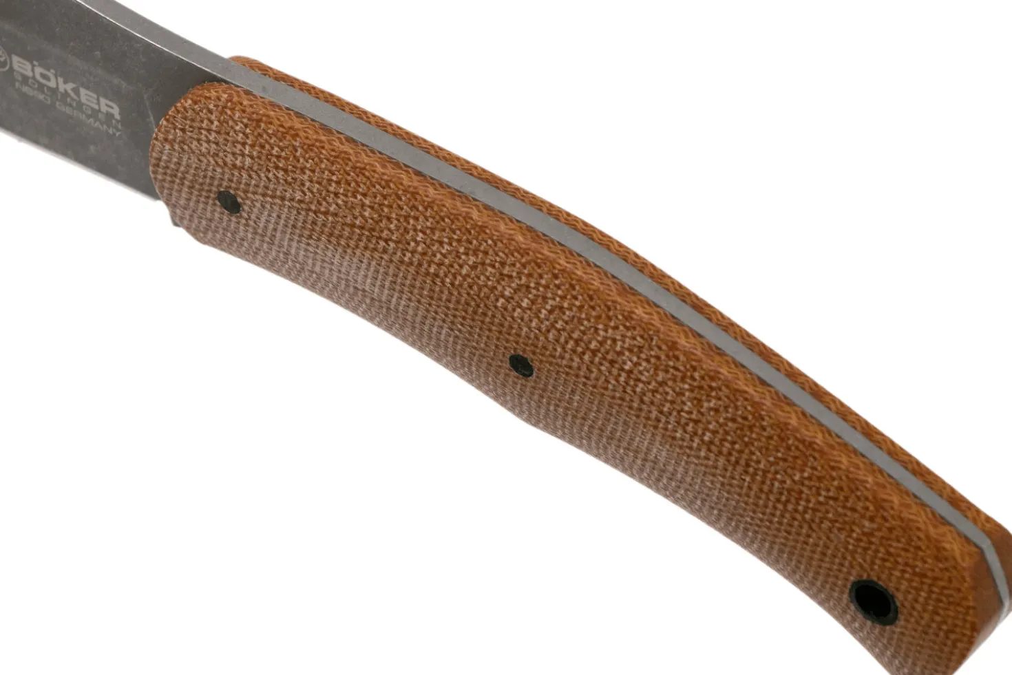 Couteau Böker Boxer Fixed 120503 lame en acier 8,4cm manche en micarta marron + étui en cuir