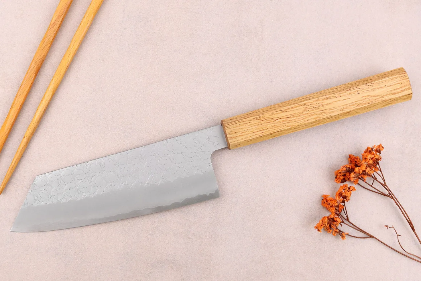 Couteau bunka 14cm japonais artisanal Sakai Kikumori TS10 en chêne
