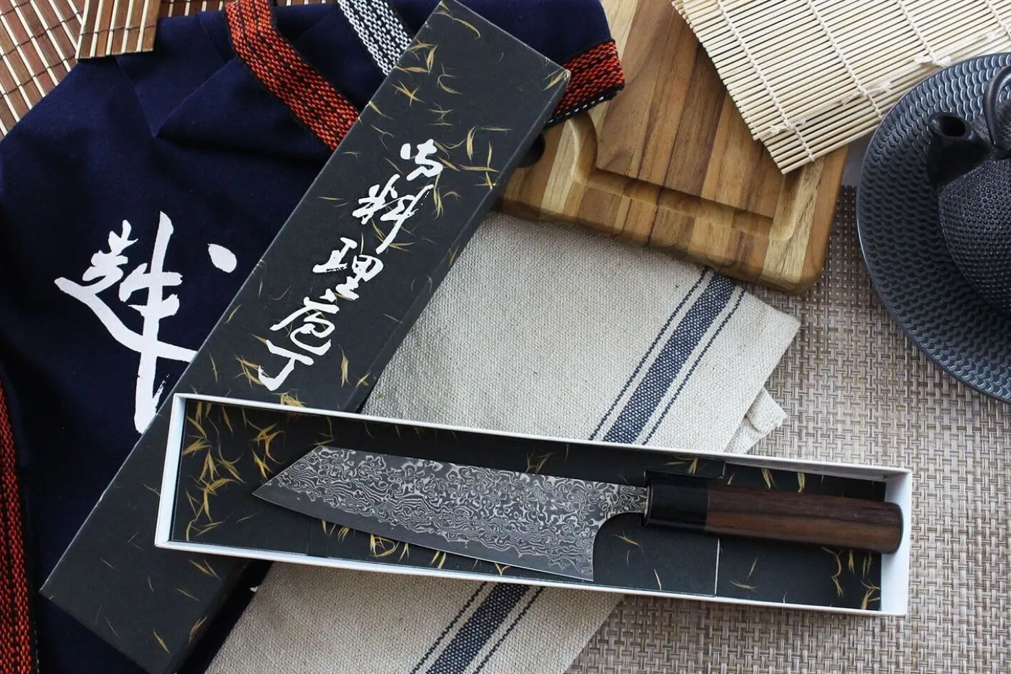 Couteau bunka japonais artisanal Yoshimi Kato 16.5cm VG10 Nickel Damascus