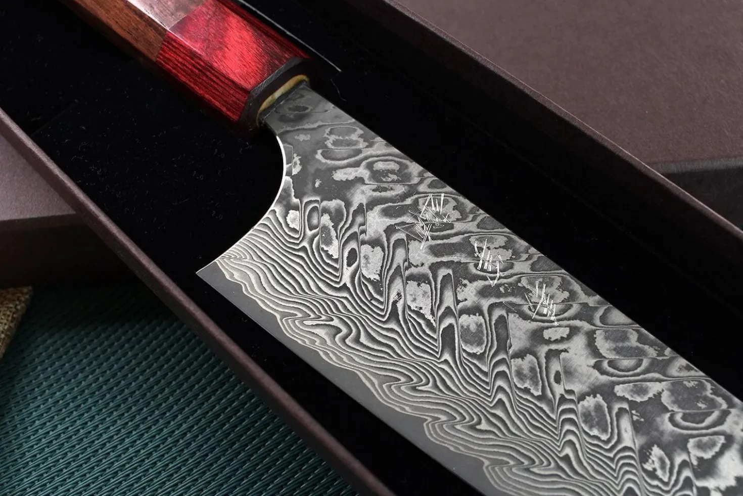Couteau bunka japonais artisanal Yoshimi Kato 16.5cm SG2 Damascus