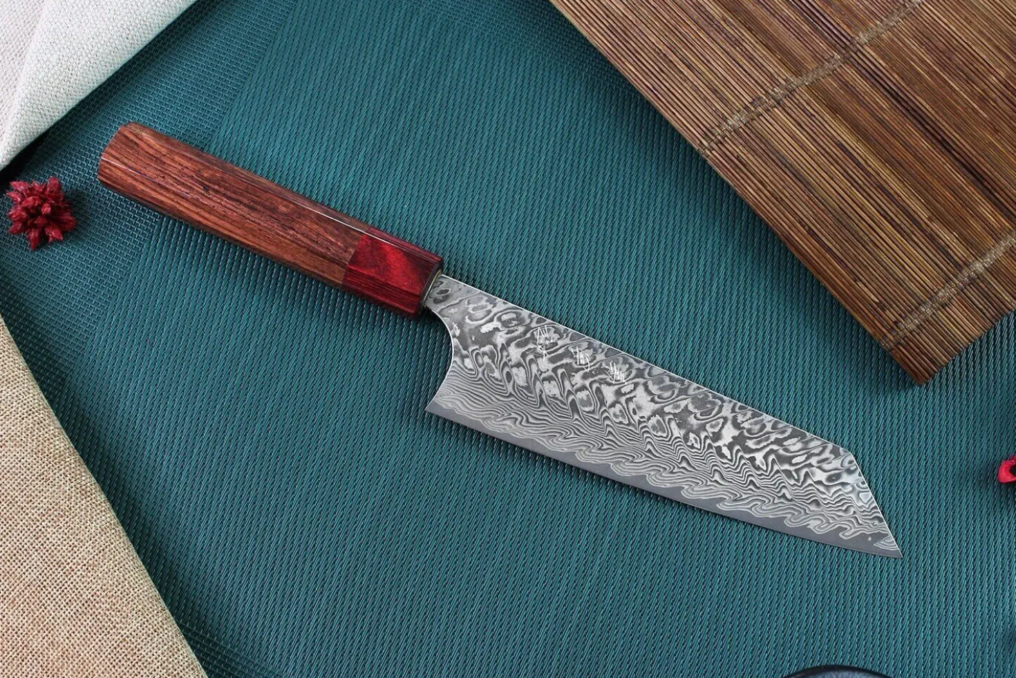 Couteau bunka japonais artisanal Yoshimi Kato 16.5cm SG2 Damascus