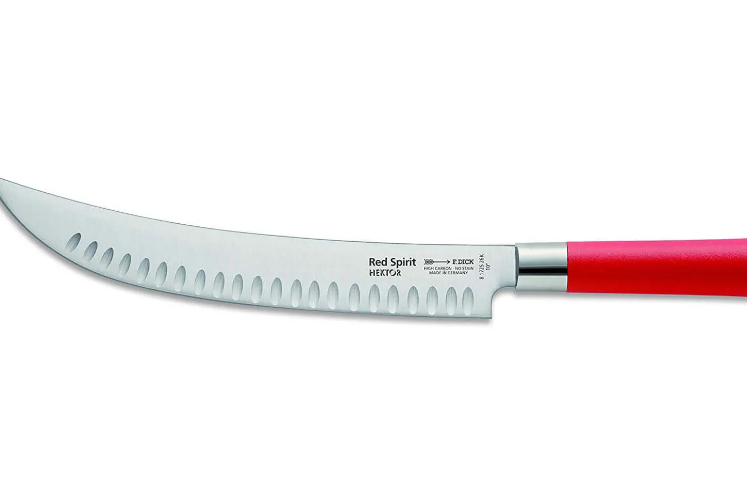 Couteau à découper Hektor DICK Red Spirit acier inox lame alvéolée 25cm manche rouge