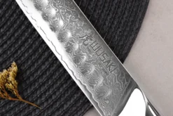 Couteau à découper Wusaki Sakin Damas 10Cr 25cm manche en fibre de carbone et feuille d'or