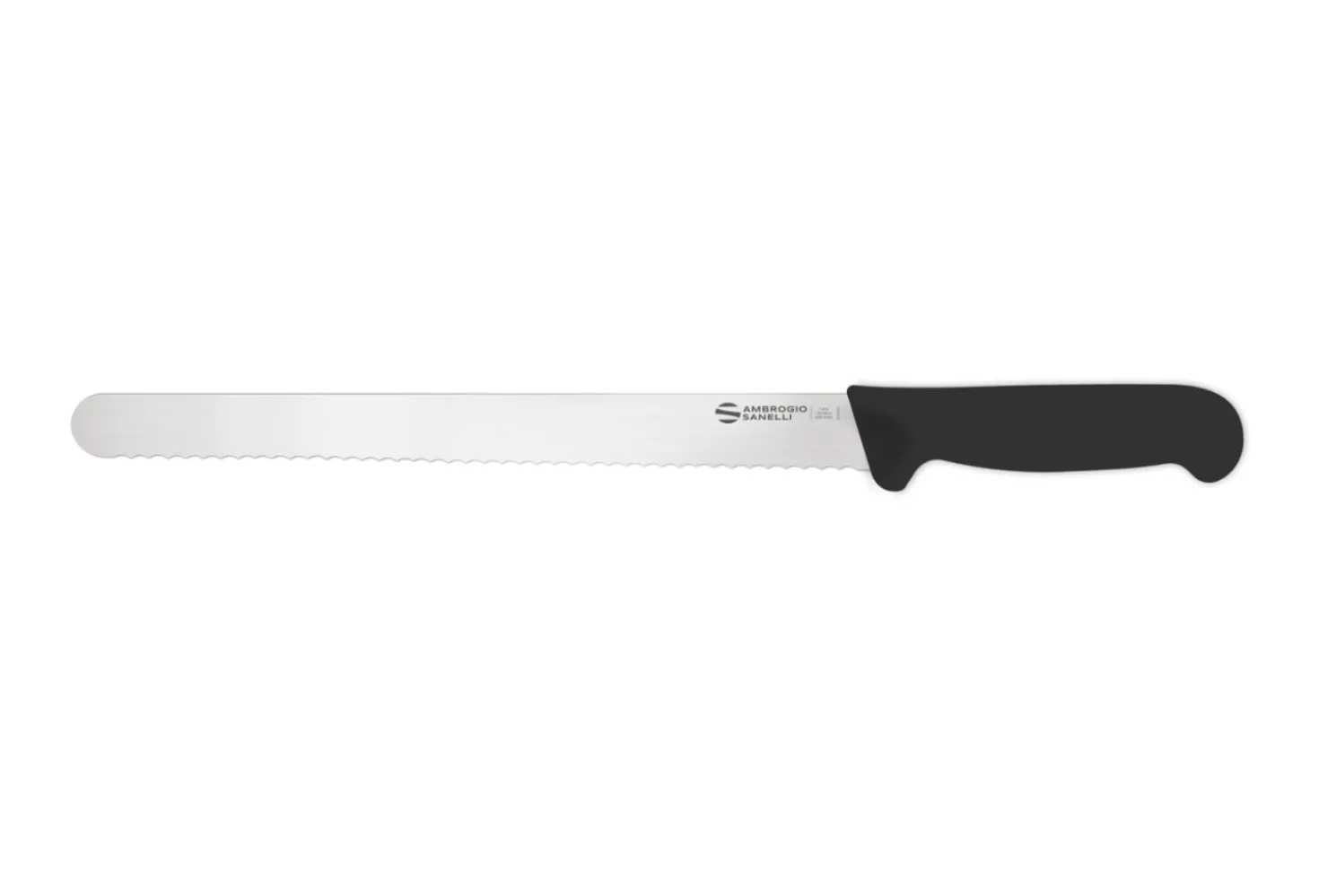 Couteau de boulanger professionnel Ambrogio Sanelli Supra noir lame dentée