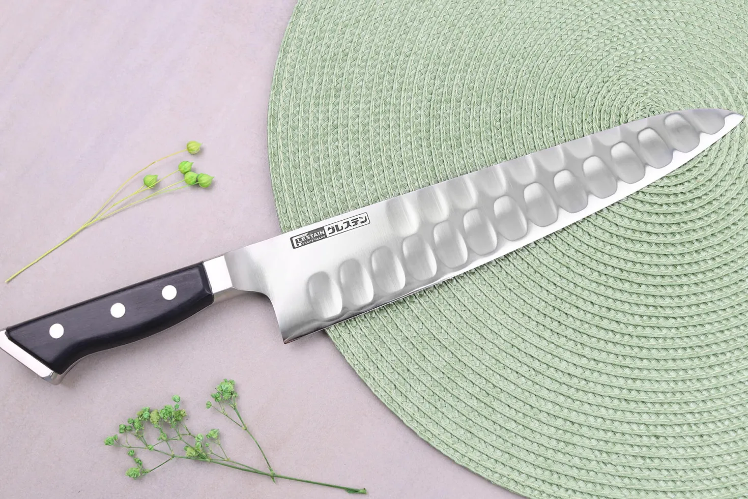 Couteau de chef alvéolé japonais Glestain K series 24cm