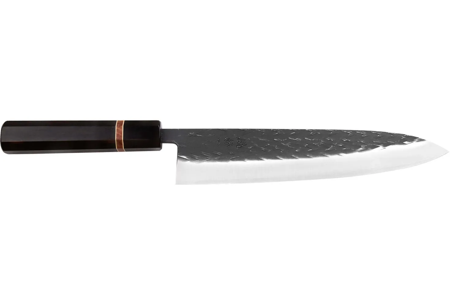Couteau de chef 24cm japonais artisanal Yuzo Black SLD ébène et cognassier