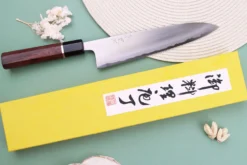 Couteau de chef 21cm japonais artisanal Toshihiro Wakui Shirogami 2 San Maï poli