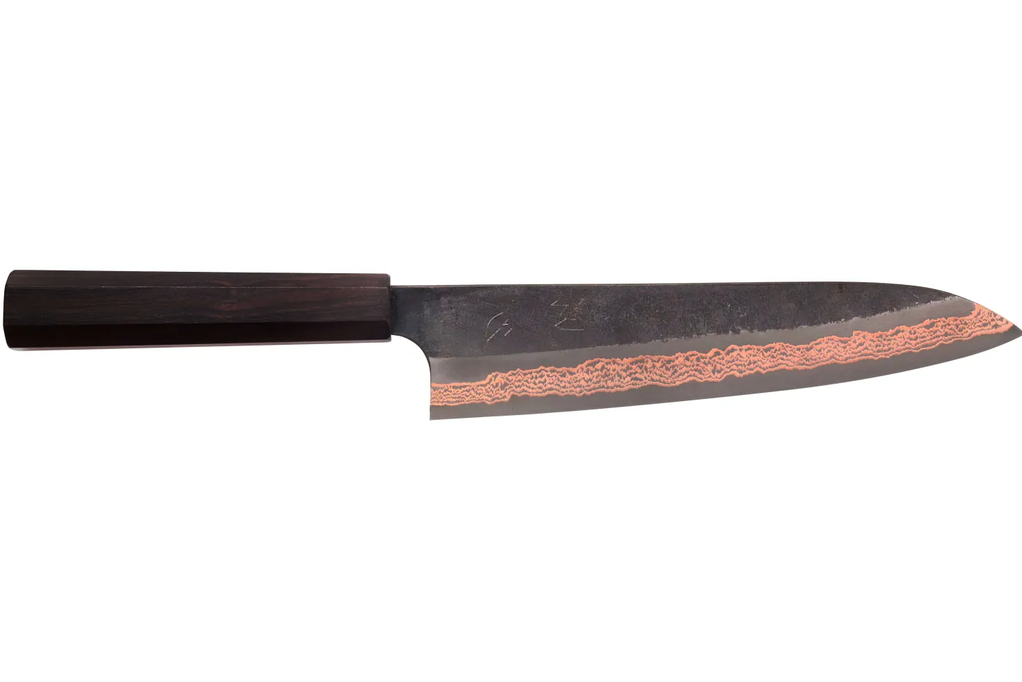 Couteau de chef 23cm japonais artisanal Hatsukokoro Yorokobi Kurouchi Damas