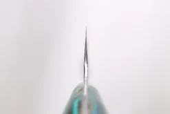 Couteau de chef 21cm japonais artisanal Nigara Hamono Migaki Tsuchime SG2 manche en turquoise