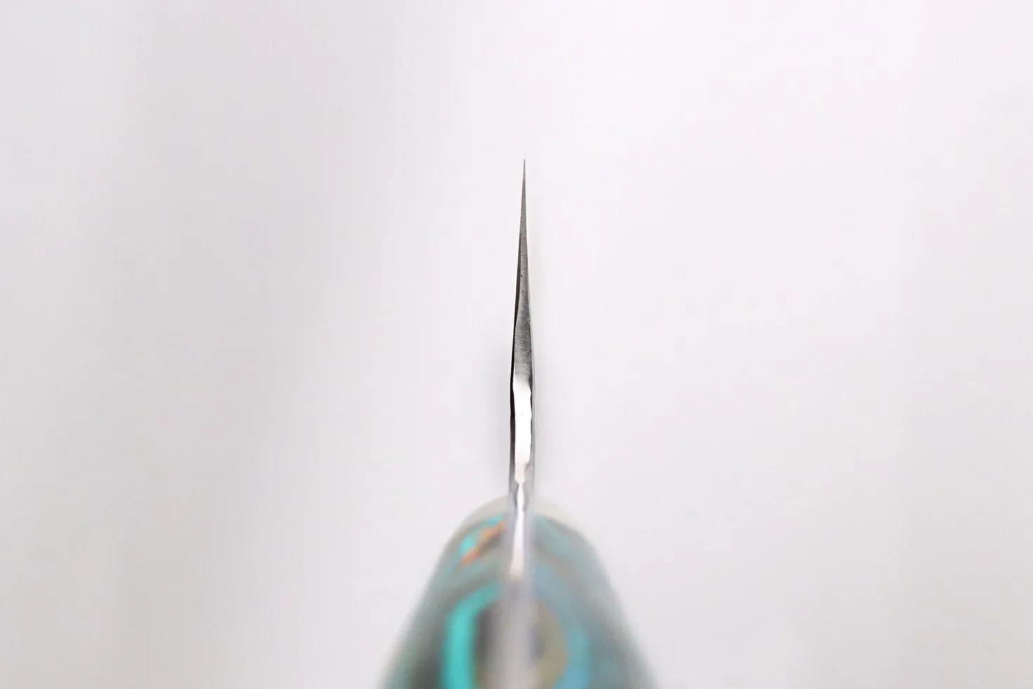 Couteau de chef 21cm japonais artisanal Nigara Hamono Migaki Tsuchime SG2 manche en turquoise