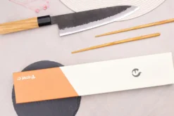Couteau de chef 21cm japonais artisanal Hinoura Mutsumi Ajikataya Black Nashiji