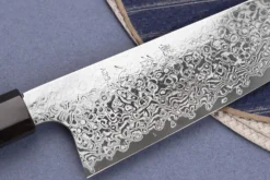Couteau de chef 21cm japonais artisanal Hatsukokoro Ginga ATS-34 Damas ébène