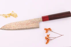 Couteau de chef 18cm japonais artisanal Takeshi Saji VG10 Rainbow Nashiji